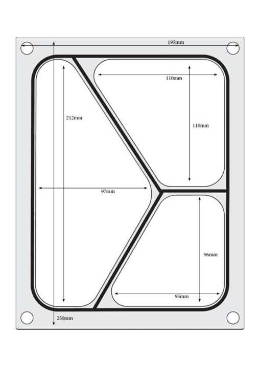 Tabuleiro para seladora térmica matrix, para um tabuleiro (227x178 mm) com três compartimentos