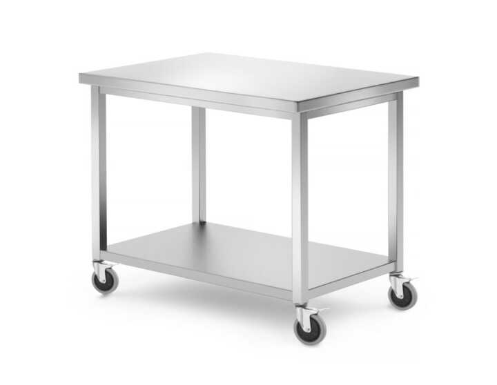 Mesa móvel com uma prateleira - aparafusada, profundidade: 700 mm, 1000x700x(H)850mm