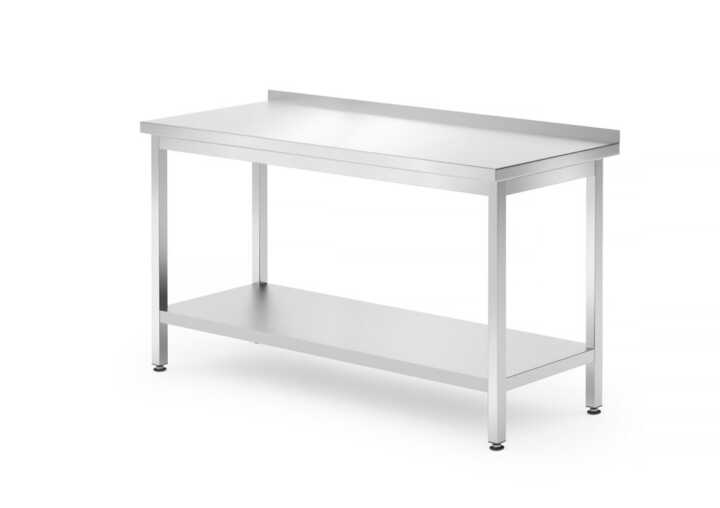 Mesa de trabalho de parede com prateleira – aparafusada, profundidade: 700 mm., 1400x700x(H)850mm