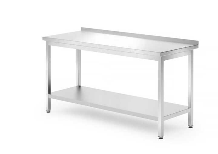 Mesa de trabalho de parede com prateleira – aparafusada, profundidade: 700 mm., 1600x700x(H)850mm