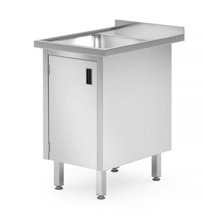 Mesa de Lavatório com armário de porta com dobradiças - soldado, 1 cuba, profundidade: 700 mm, 600x700x(H)850mm