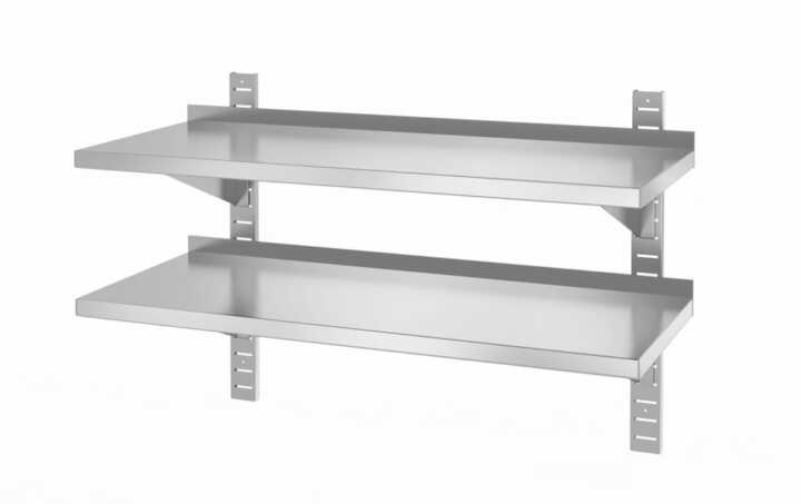 Prateleira Dupla, para parede, com dois suportes de aço, 1000x400x(H)600mm
