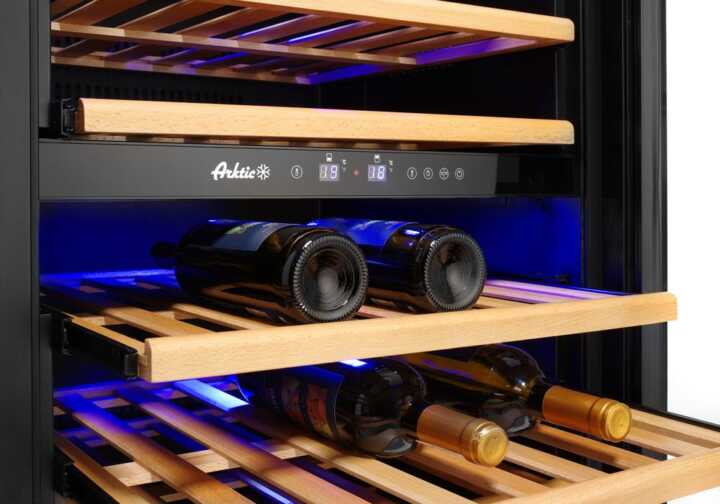 Frigoríficos para vinho, 2 zonas, 72 garrafas, 232L, 220-240V/110W, 595x675x(H)1215mm