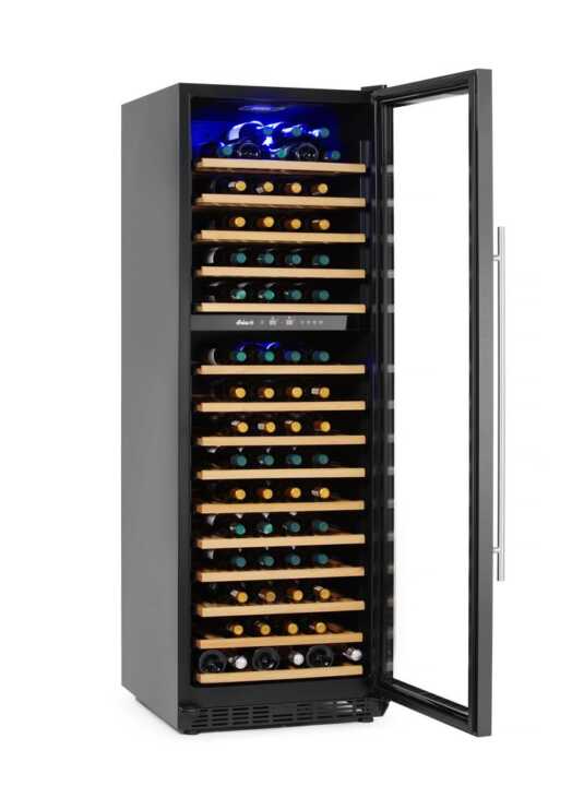 Frigorífico para vinho, 2 zonas, 160 garrafas, 447L, 220-240V/150W, 595x730x(H)1784mm