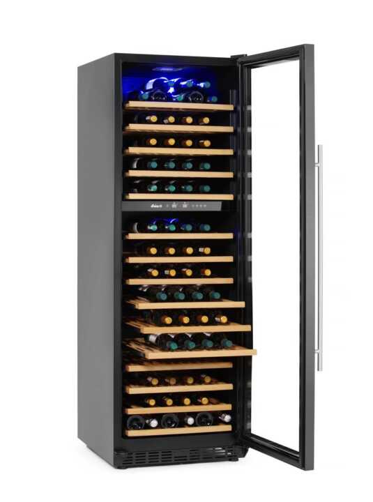 Frigorífico para vinho, 2 zonas, 160 garrafas, 447L, 220-240V/150W, 595x730x(H)1784mm
