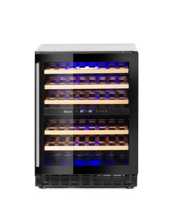 Frigorífico para vinho, 2 zonas, 46 garrafas, 133L, 220-240V/90W, 595x646x(H)830mm
