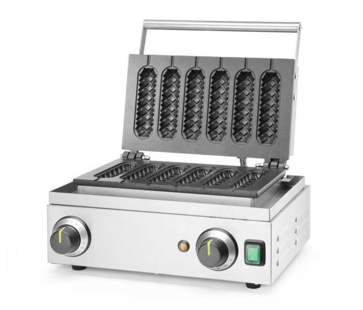 Máquina de fazer waffles em formato „Corn dog”, 230V/1550W, 390x378x(H)229mm