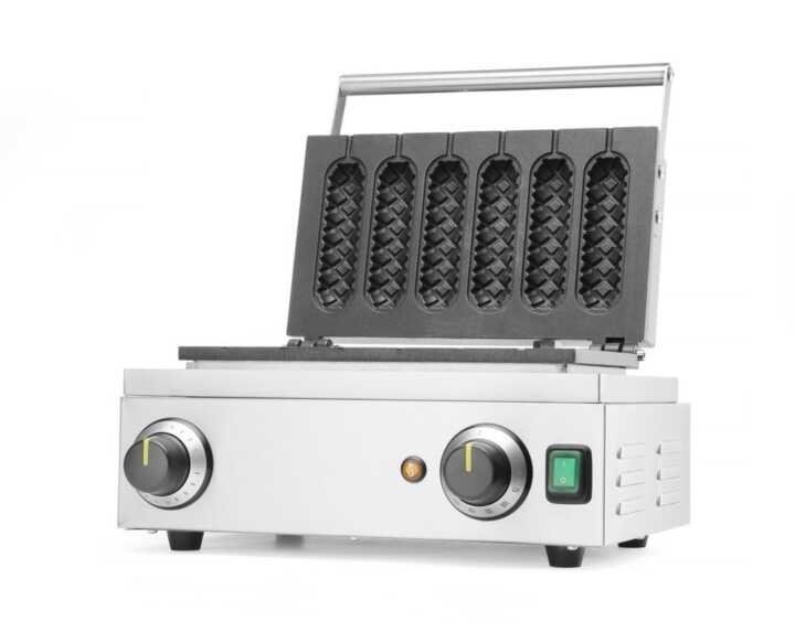Máquina de fazer waffles em formato „Corn dog”, 230V/1550W, 390x378x(H)229mm