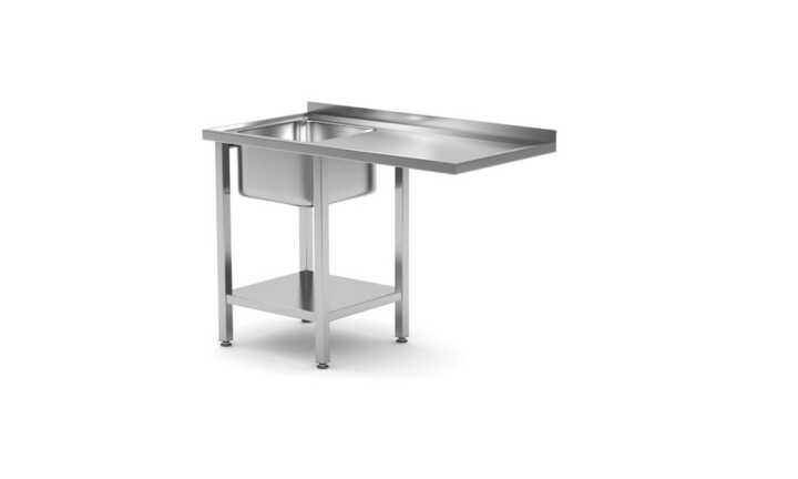 Mesa com lavatório, com espaço para máquina de lavar loiça e prateleira, Esquerda, 1200x700x(H)850mm