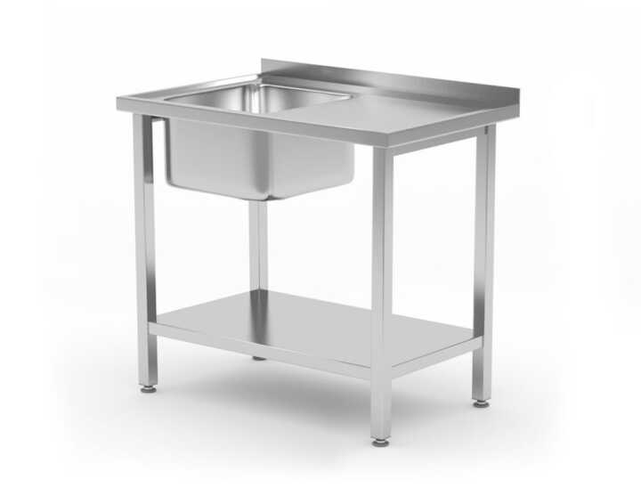 Bancada com lavatório e prateleira - aparafusado, profundidade: 600mm, 800x600x(H)850mm