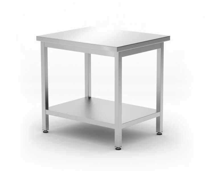 Mesa de trabalho central com prateleria - aparafusada, profundidade: 600mm, 800x600x(H)850mm