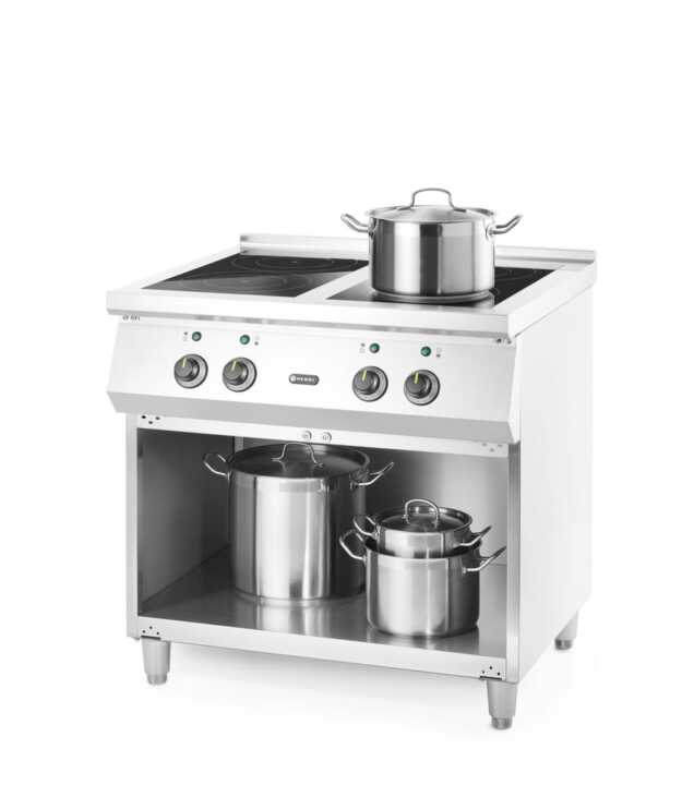Fogão de indução com 4 zonas, 400V/17000W, 800x720x(H)854mm