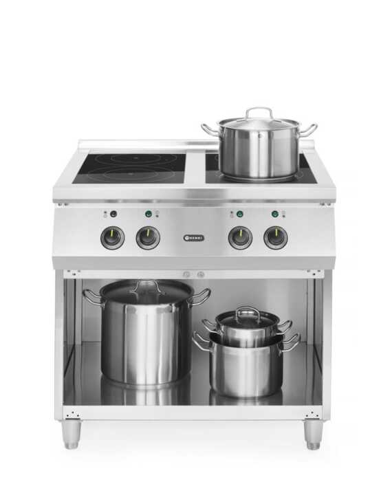 Fogão de indução com 4 zonas, 400V/17000W, 800x720x(H)854mm