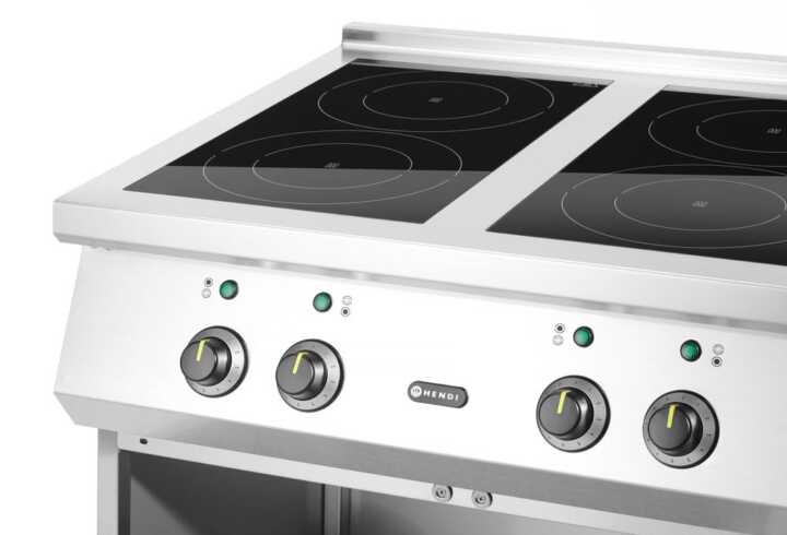 Fogão de indução com 4 zonas, 400V/17000W, 800x720x(H)854mm