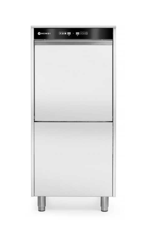 Máquina de lavar loiça 50x60 para tabuleiros e panelas – controlada eletronicamente, com sistema de dosagem de detergente e bomba de escoamento, 400V/7100W, 595x777x(H)1335mm