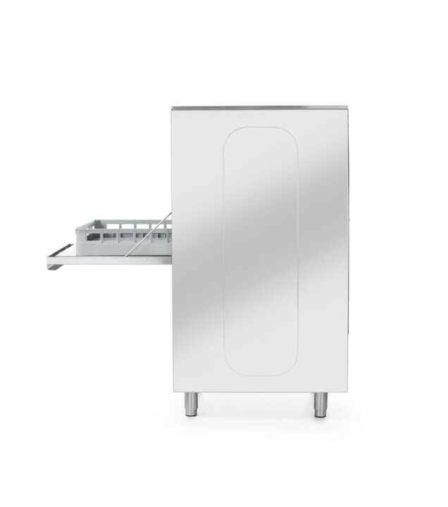 Máquina de lavar loiça 50x60 para tabuleiros e panelas – controlada eletronicamente, com sistema de dosagem de detergente e bomba de escoamento, 400V/7100W, 595x777x(H)1335mm