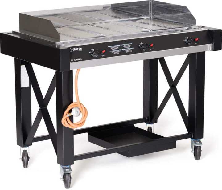 Barbecue a gás Atlanta, Preto, 13kW, 1285x770x(H)917mm