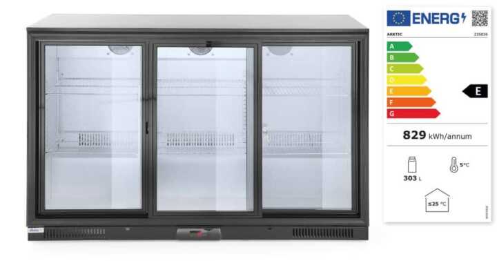 Expositor frigorífico de bebidas com portas de correr 308 L, 220-240V/160W, 1350x530x(H)870mm