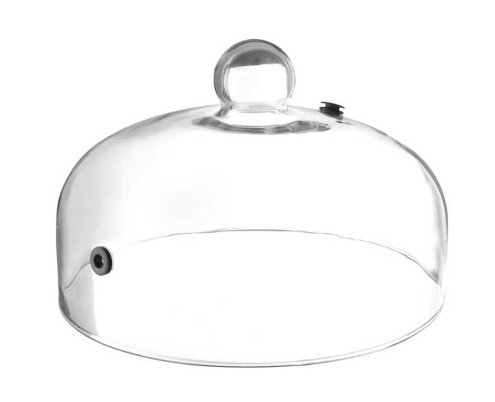Campânula defumadora em vidro, com válvula para entrada de fumo, Cúpula para pratos, ø260x(H)174mm