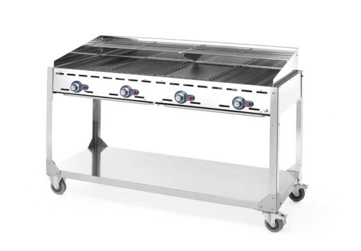 Green Fire com 4 bicos de gás, sobre base com rodas, Cinzento-claro, 22kW, 1400x612x(H)825mm