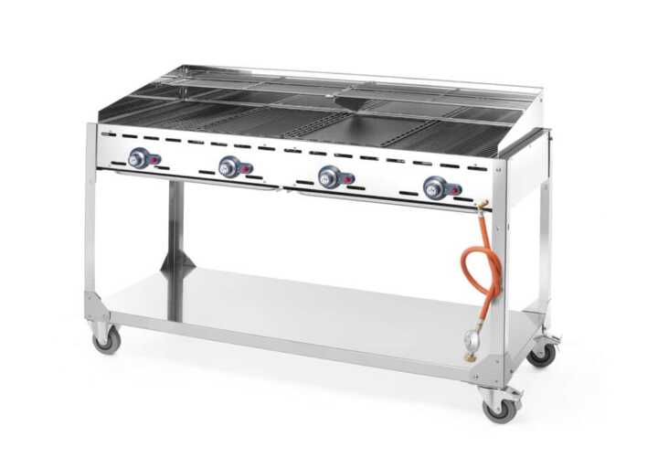 Green Fire com 4 bicos de gás, sobre base com rodas, Cinzento-claro, 22kW, 1400x612x(H)825mm