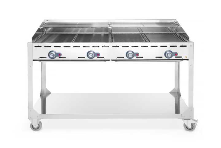 Green Fire com 4 bicos de gás, sobre base com rodas, Cinzento-claro, 22kW, 1400x612x(H)825mm
