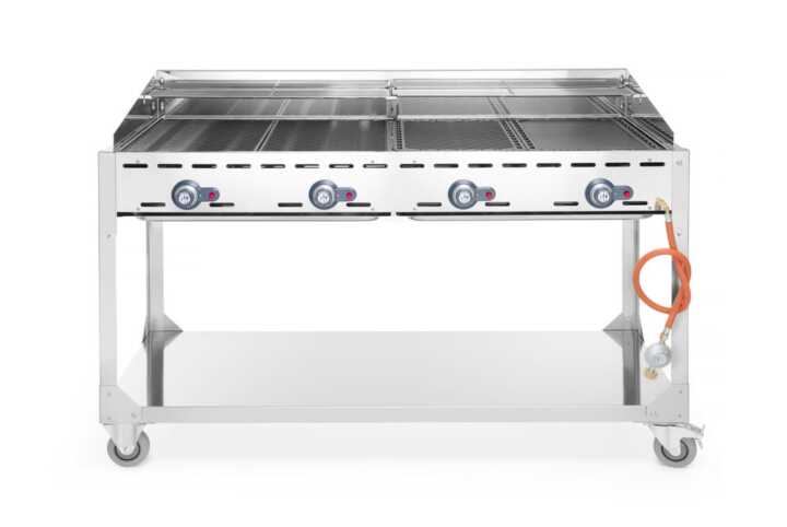 Green Fire com 4 bicos de gás, sobre base com rodas, Cinzento-claro, 22kW, 1400x612x(H)825mm