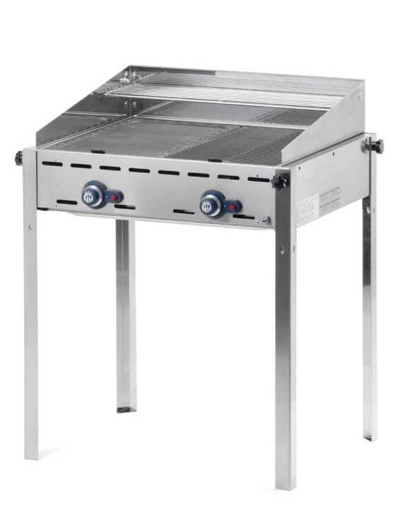 Green Fire com 2 bicos de gás, 2 grelhas para churrasco Gastronorm 1/1 em aço inoxidável, 11,6kW, 740x612x(H)825mm