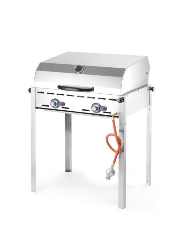 Green Fire com 2 bicos de gás, Chapa e grelha Gastronorm 1/1 em ferro fundido esmaltado, 11,6kW, 740x615x(H)825mm