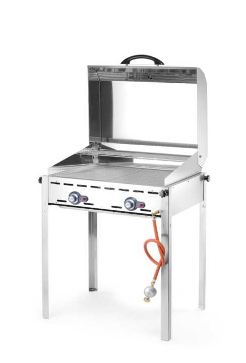 Green Fire com 2 bicos de gás, Chapa e grelha Gastronorm 1/1 em ferro fundido esmaltado, 11,6kW, 740x615x(H)825mm
