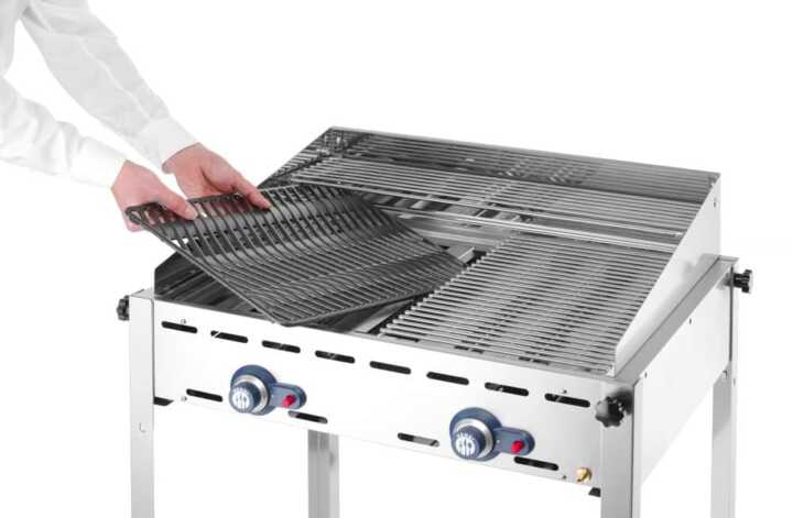Green Fire com 2 bicos de gás, 2 grelhas para churrasco Gastronorm 1/1 em aço inoxidável, 11,6kW, 740x612x(H)825mm