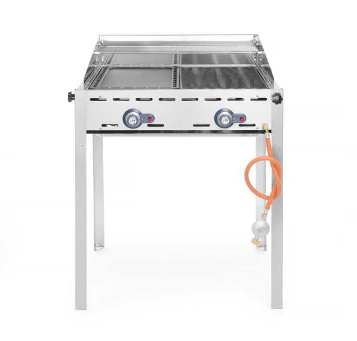 Green Fire com 2 bicos de gás, Chapa e grelha Gastronorm 1/1 em ferro fundido esmaltado, 11,6kW, 740x615x(H)825mm