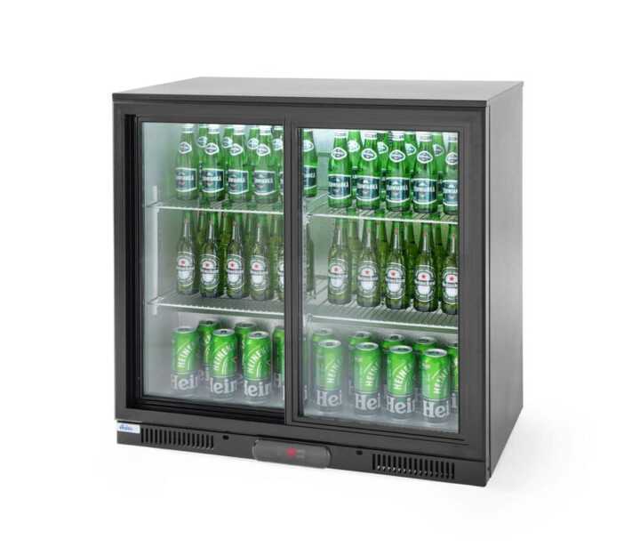 Expositor frigorífico de bebidas com portas de correr 198 L, 220-240V/160W, 900x525x(H)890mm