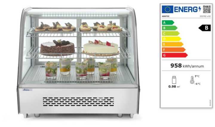 Expositor frigorífico de balcão, 120L, 230V/160W, 707x570x(H)680mm
