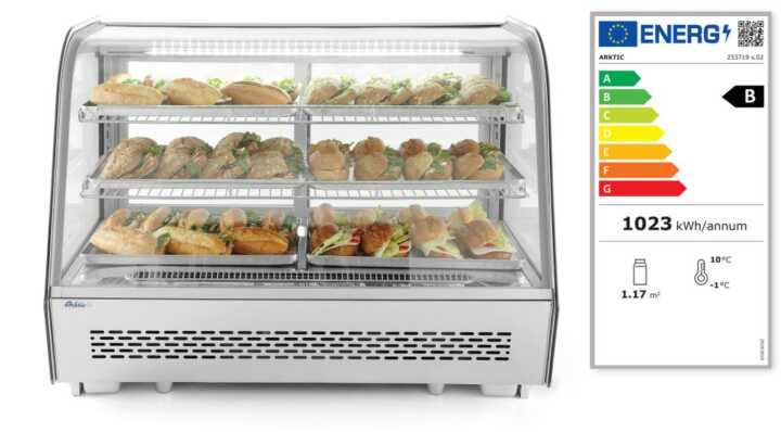 Expositor frigorífico de balcão, 120L, 230V/160W, 707x570x(H)680mm