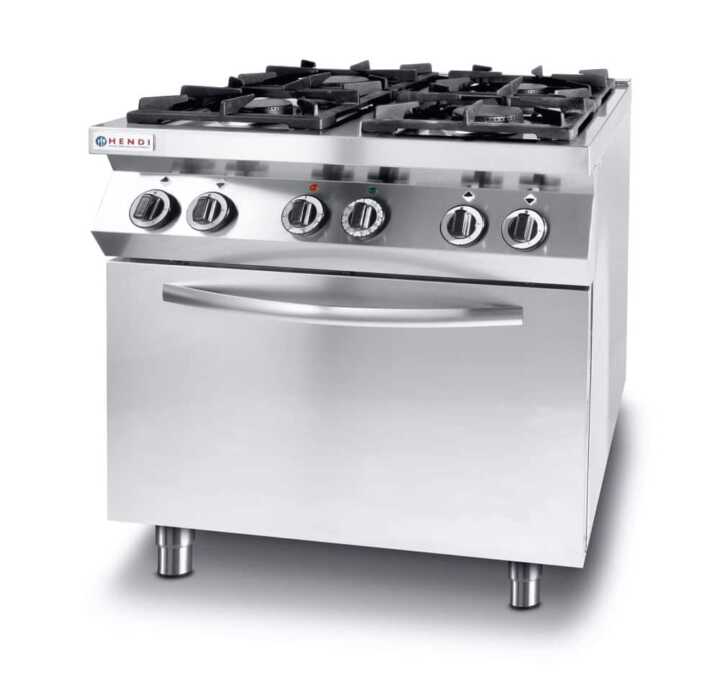 Fogão a gás  com 4 bicos e forno elétrico de convecção GN 1/1, 230V/3000W, 19kW, 800x722x(H)900mm