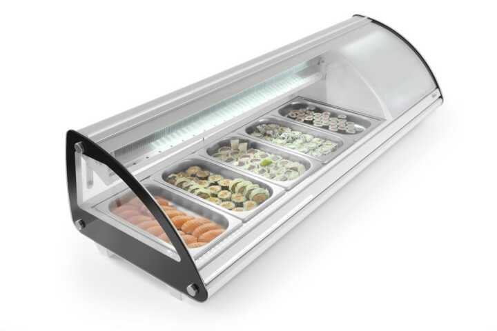 Expositor de Sushi 5x GN 1/3, 230V/160W, 1307x445x(H)327mm