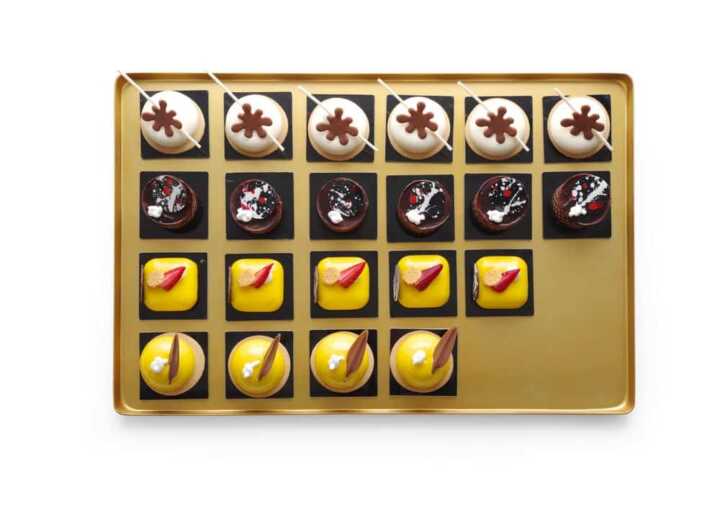 Tabuleiro de apresentação dourado, 400x300x(H)20mm