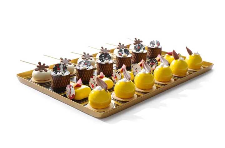 Tabuleiro de apresentação dourado, 400x300x(H)20mm