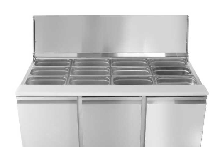 Bancada frigorífica para ingredientes com três portas 380 L, 230V/310W, 1390x702x(H)1205mm