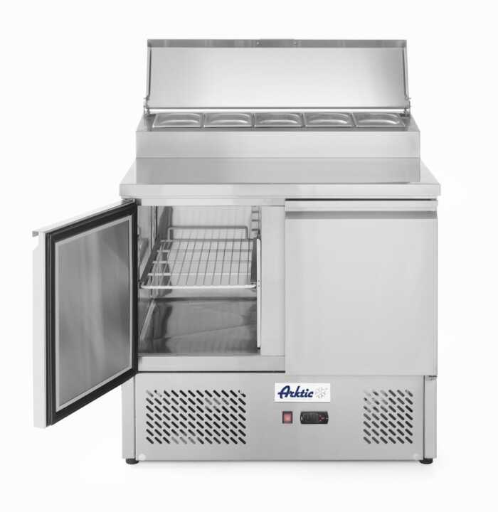Bancada frigorífica para ingredientes de duas portas com expositor GN elevado 300 L, 230V/310W, 900x702x(H)1265mm