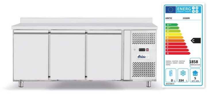 Bancada congeladora de três portas  420 L, GN 1/1, 420L, 230V/600W, 1796x700x(H)879mm