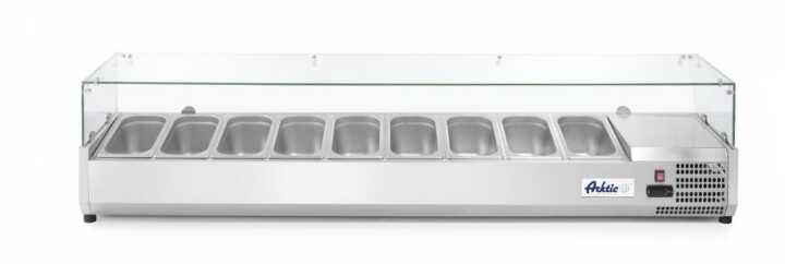Vitrina expositora refrigerada GN 1/3, 9x GN 1/3, 230V/180W, 2005x420x(H)456mm
