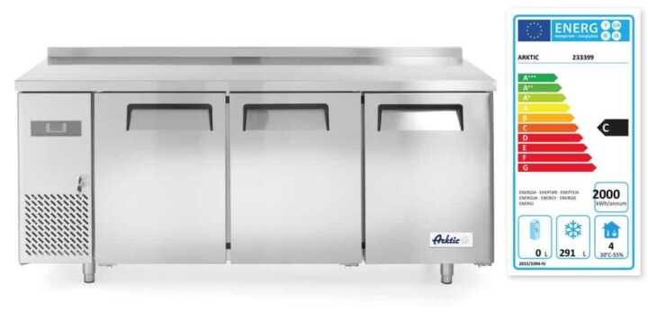 Bancada congeladora de três portas  390 L, 291L, 230V/550W, 1800x600x(H)886mm
