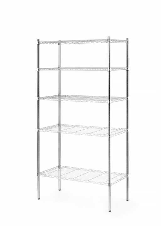 Estante de armazenamento com 5 prateleiras, Cromo, 910x455x(H)1830mm