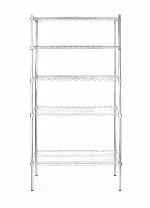 Estante de armazenamento com 5 prateleiras, Cromo, 910x455x(H)1830mm