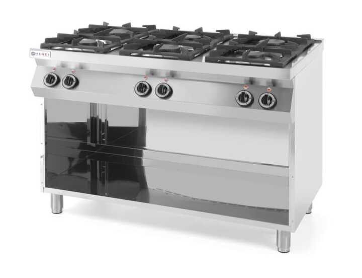 Fogão a gás  6 bicos base aberta, 28,5kW, 1200x700x(H)900mm