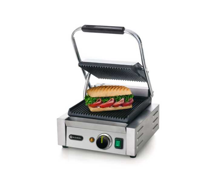 Grelha de contacto - versão simples, fundo e parte superior canelados, 230V/1800W, 310x426x(H)510mm