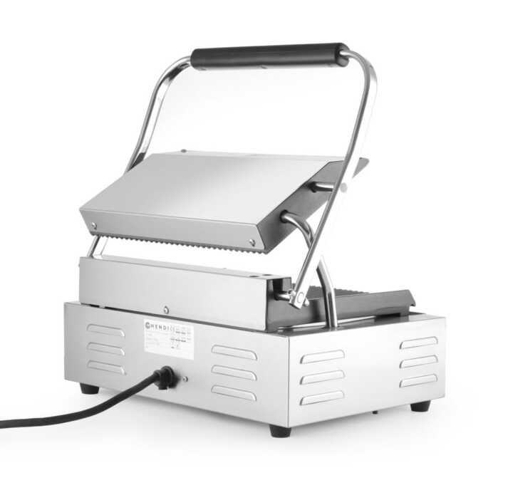 Grelha de contacto Panini, fundo e parte superior canelados, 230V/2200W, 432x396x(H)214mm