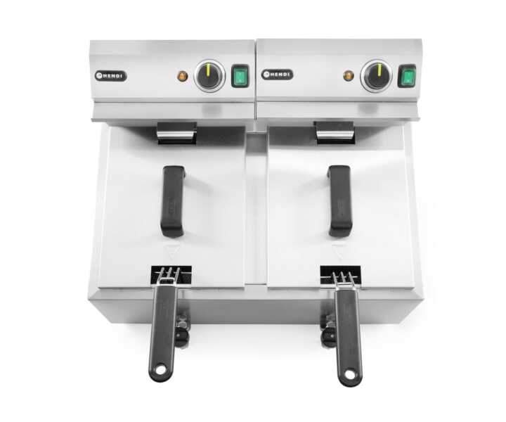 Fritadeira profunda  com torneira de drenagem, 2 × 8 l, 16L, 230V/7000W, 610x515x(H)369mm
